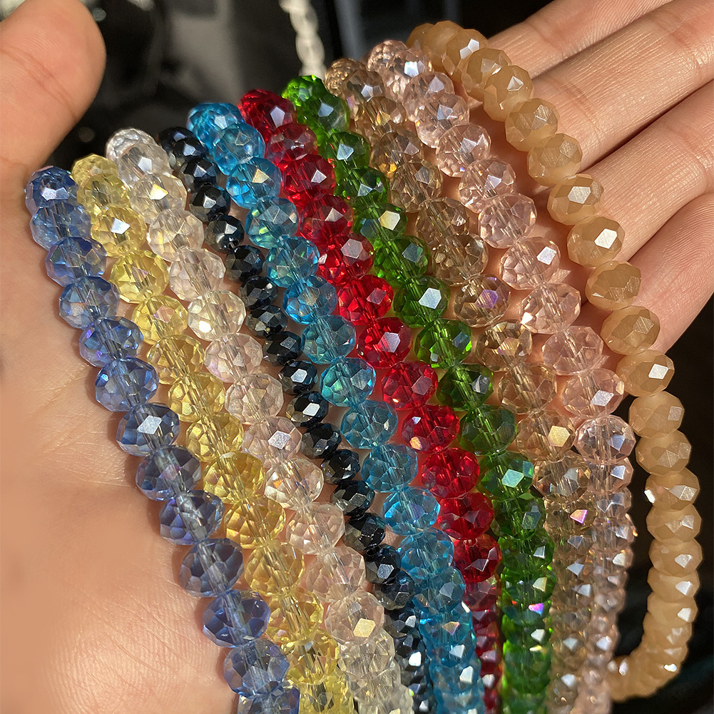 Wholesale 3/4/6/8MM Transparent Faceted Flat Round Crystal Glass Rondelle Loose Beads For Jewelry Making DIY