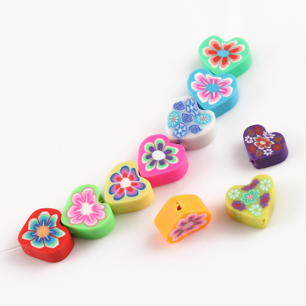 50pcs/bag Mixed Color Animal Fruit Heart Shape Polymer Clay Beads For Children Kids Bracelet Necklace Craft Jewelry