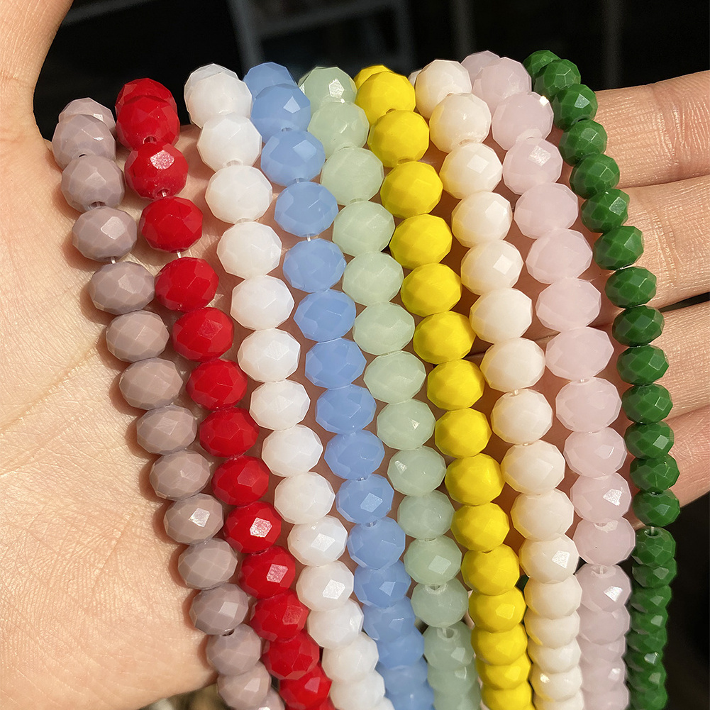 Wholesale 3/4/6/8MM Transparent Faceted Flat Round Crystal Glass Rondelle Loose Beads For Jewelry Making DIY