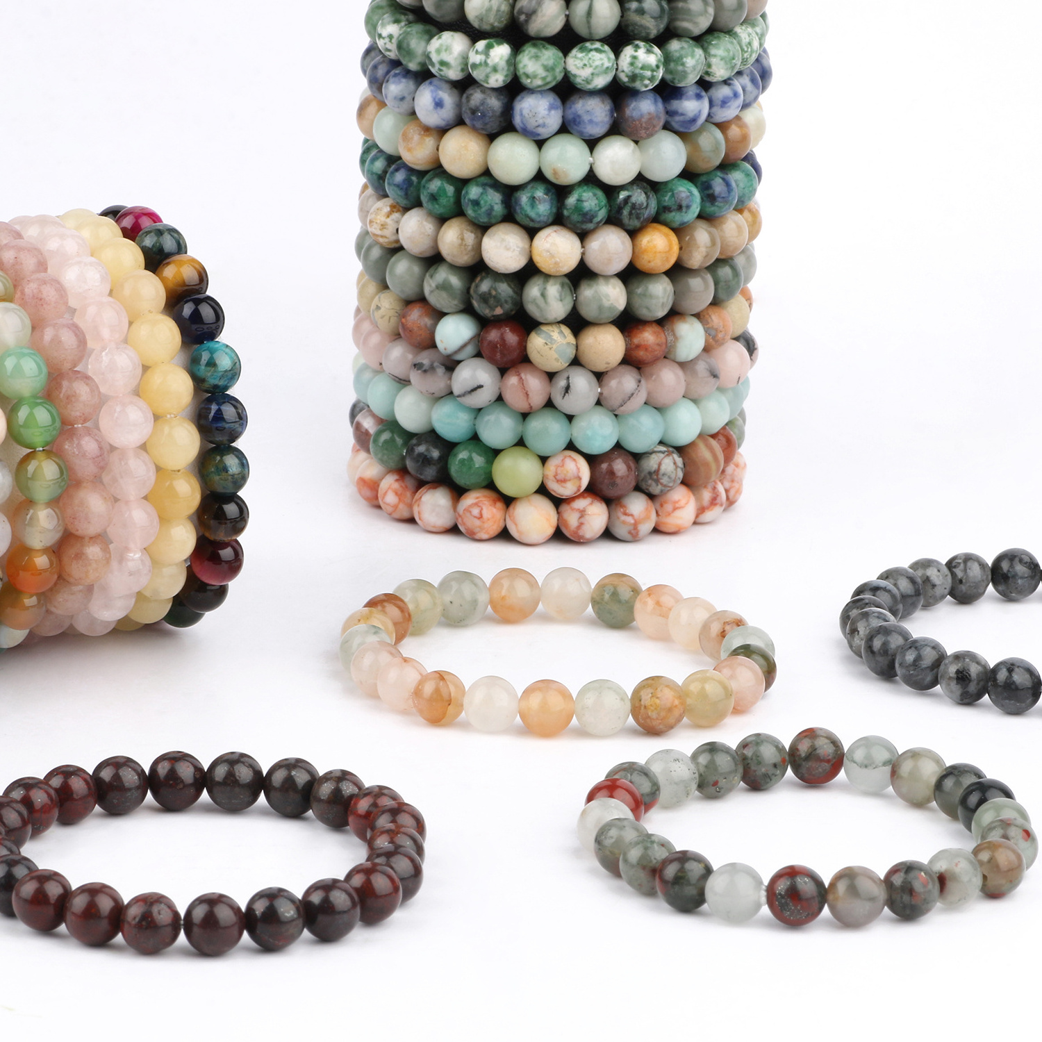 Wholesale Custom 8mm Round Woman Stretch Natural Bead Stone Bracelet for Men Women Jewelry