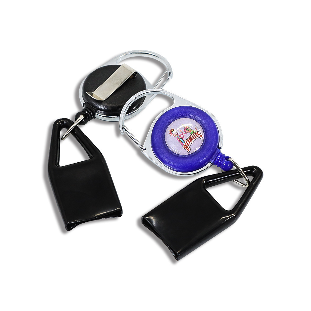 Creative Portable  Pull Reel Keychain Customized Logo Retractable Lighter Holder Lighter Clip Sleeve With Back Clips