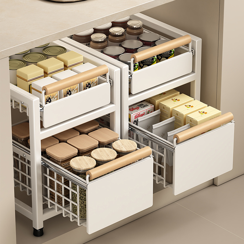 Hot Selling Bathroom Pull out Cabinet Storage Rack 2 Tier Under Kitchen Sink Sliding Drawer Organizer