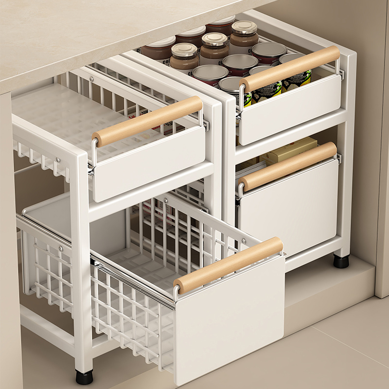 Hot Selling Bathroom Pull out Cabinet Storage Rack 2 Tier Under Kitchen Sink Sliding Drawer Organizer