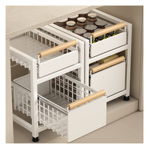 Hot Selling Bathroom Pull out Cabinet Storage Rack 2 Tier Under Kitchen Sink Sliding Drawer Organizer