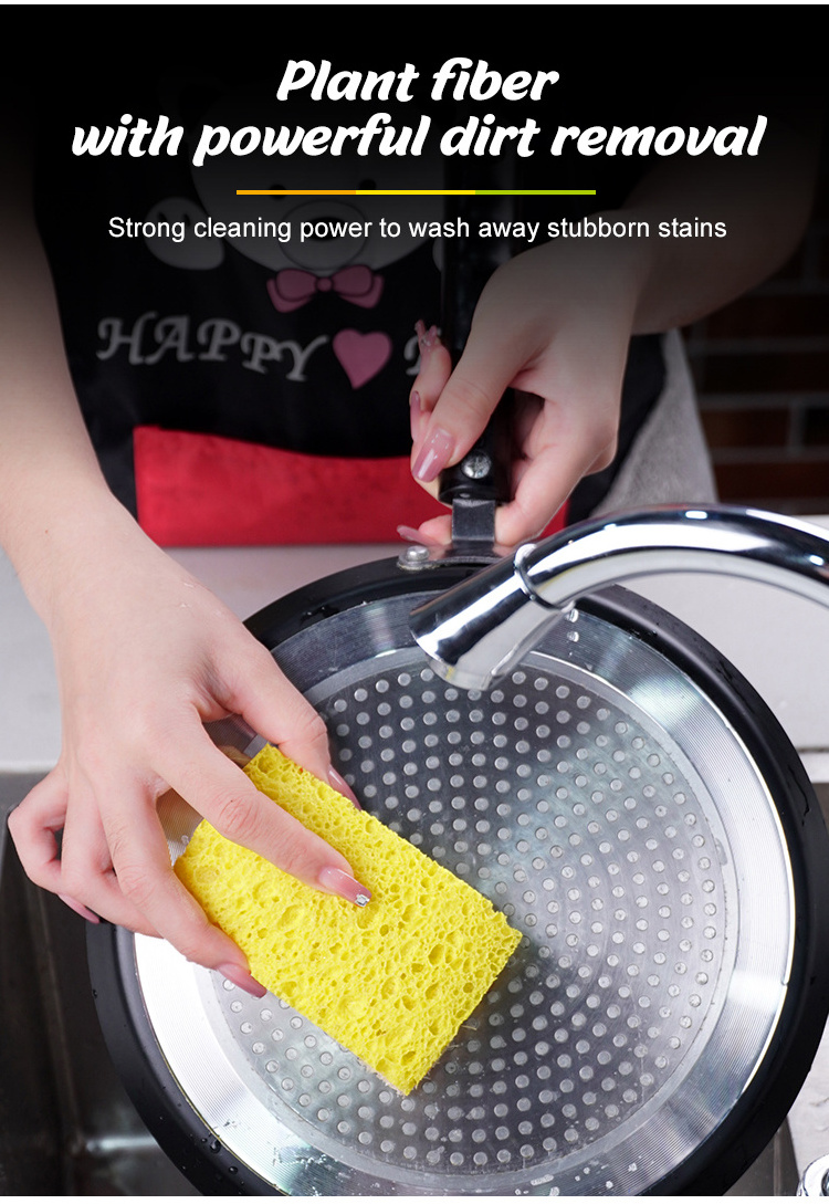 Wood pulp cellulose sponge with sisal wipe/scrub pad for kitchen cleaning washing pots /pans brush dishcloth for home cleaning