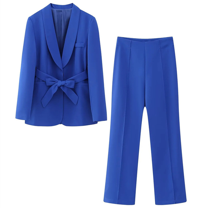 Y2K Suit 2023 New Women's French Style with Belt Suit Coat+Casual Pants Women's Suits