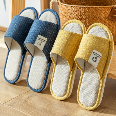 Flax Slippers Mixed Colors Casual Indoor Floor Shoes Home Slipper Lovers Women Men Open Toe Slippers Flat Shoes