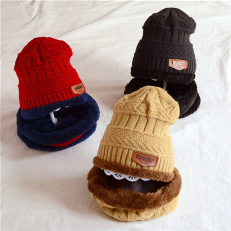 Children's hat wool and fleece baby autumn and winter ear protection warm hat scarf two sets of men and girls scarf fashion hat