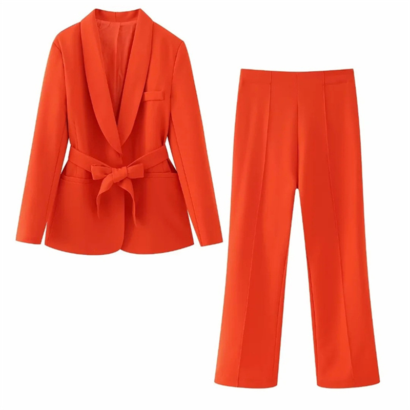 Y2K Suit 2023 New Women's French Style with Belt Suit Coat+Casual Pants Women's Suits