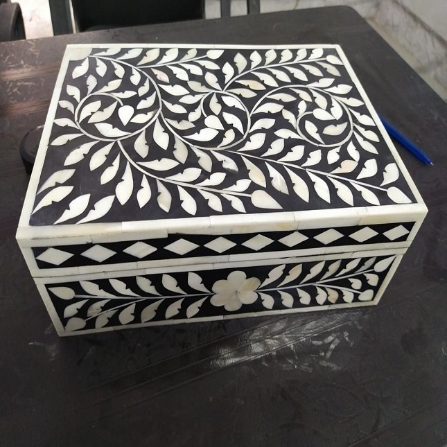 Indian Luxury Handmade Bone Inlay Jewelry Box Customized Bone Inlay Jewellery & Decorative Box