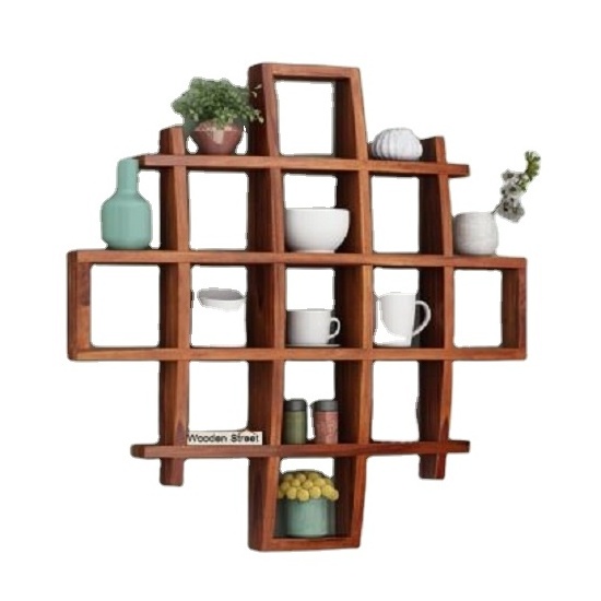 Wooden Wall Shelf Wood Hanging Shelf Wall Swing Storage Shelves 3 Tier Jute Rope Organizer OEM Logo Wooden Living Room Furniture