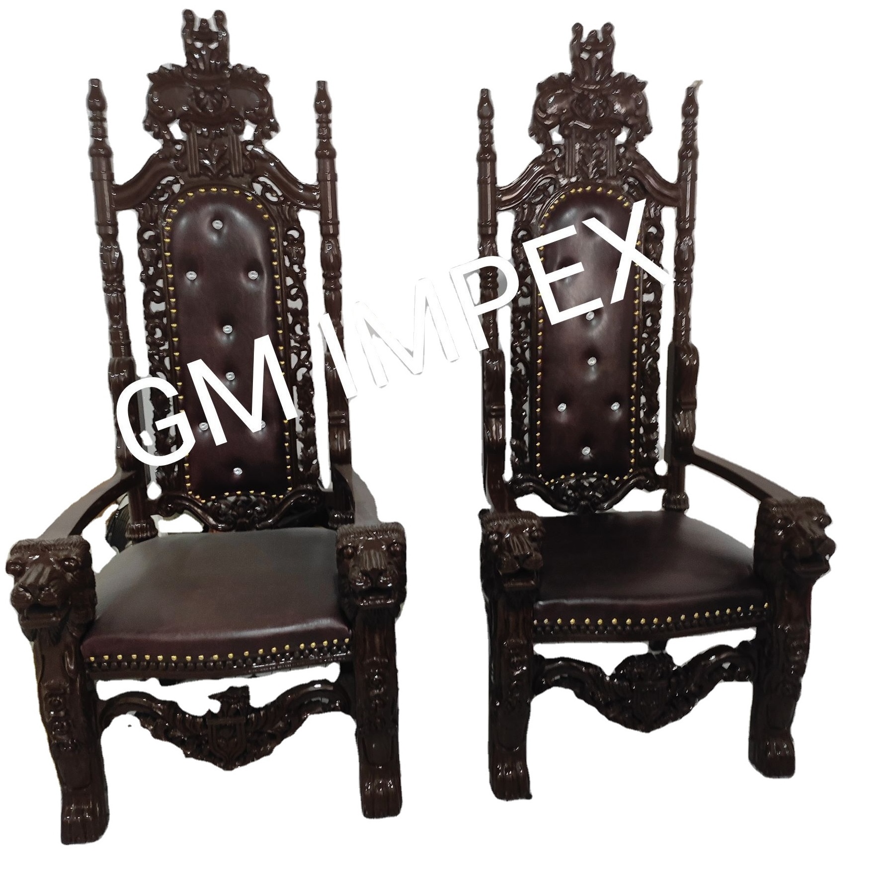 Hotel King Throne Wood Furniture European Antique Chaise Nordic Carved Double Single Decoration Couch Wedding Chair