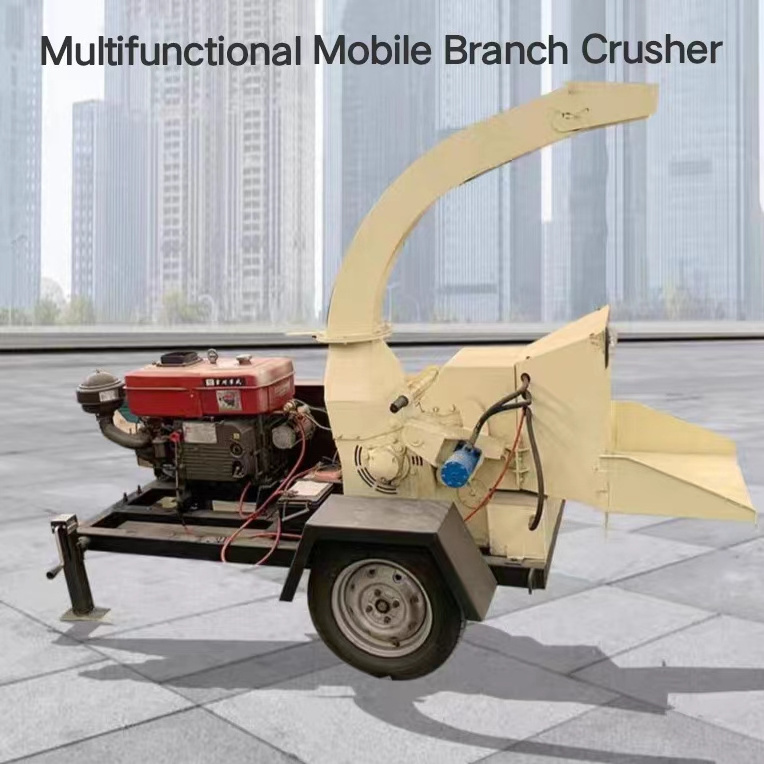 New Tree Branch Crusher Mobile Wood shredder Garden Diesel Branch Crusher Orchard Waste Wood grinder