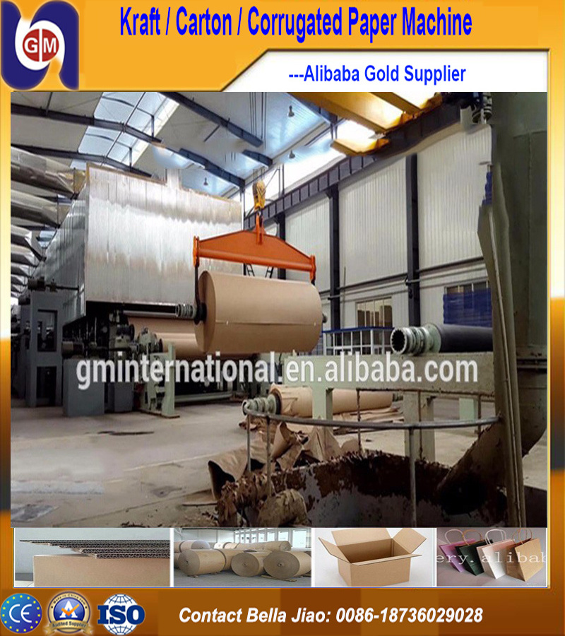 Most popular 1575mm waste carton box paper recycling machine for making kraft paper and cardboard