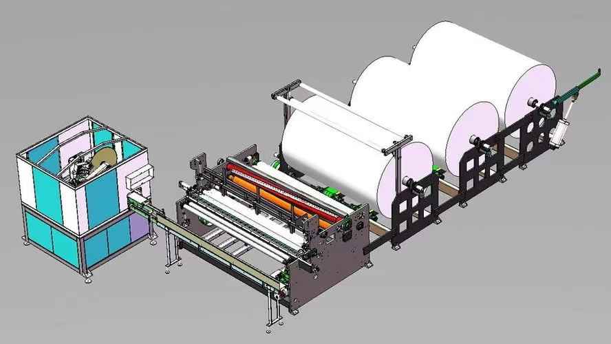 Fully automatic toilet paper processing machine 1880 rewinder automatic embossing roller punching knife