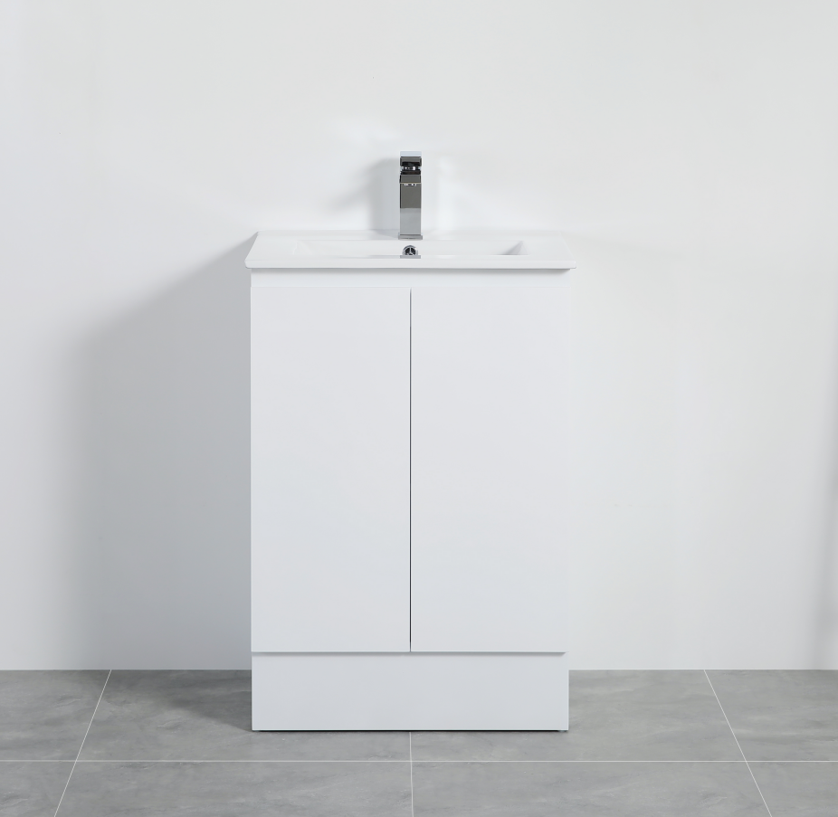 600mm PVC Bathroom Cabinet White Style Modern Hotel Color Lacquer waterproof vanity with feet for Australia design