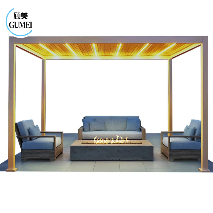 New Style 6x4m OEM Motorized Aluminum Louvered Roof Pergola Kits With LED Lighting