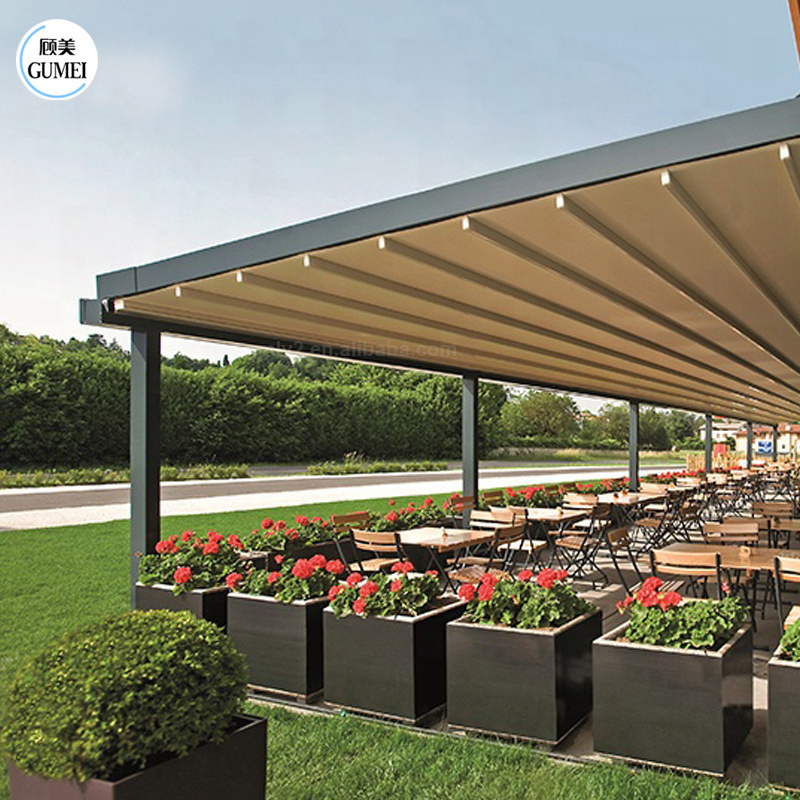 Factory Price Sun Shading Awning Metal Frame Retractable Gazebo for Outdoor Restaurants