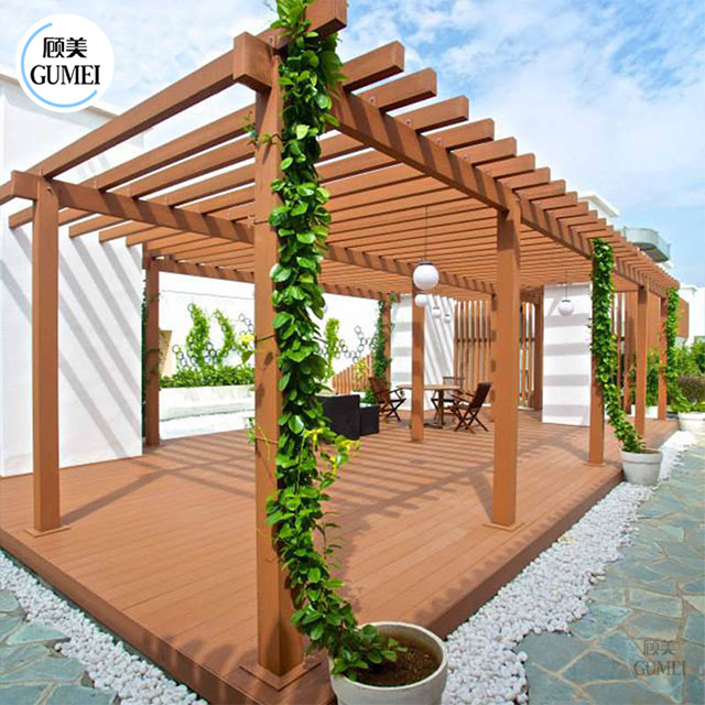 High Quality Wood Like Garden Patio Pergola Modern Style Aluminium Outdoor Gazebo Pergola