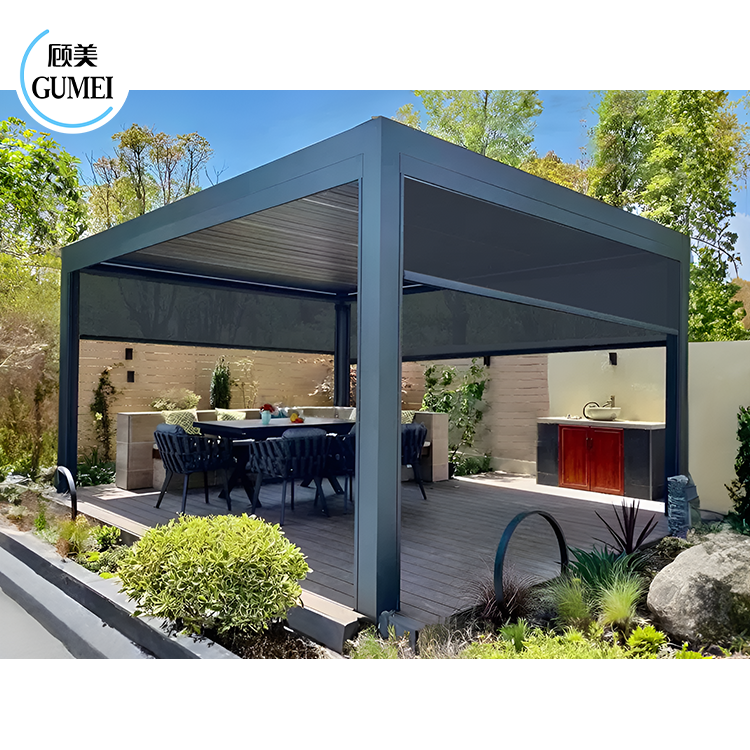 Waterproof Motorized Outdoor Aluminum Pergola With Sides Patio Bioclimatic Garden Aluminium Pergola Outdoor Roof Kits