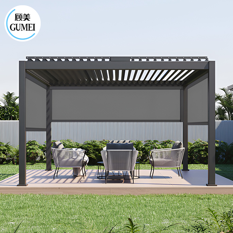 Waterproof Motorized Outdoor Aluminum Pergola With Sides Patio Bioclimatic Garden Aluminium Pergola Outdoor Roof Kits