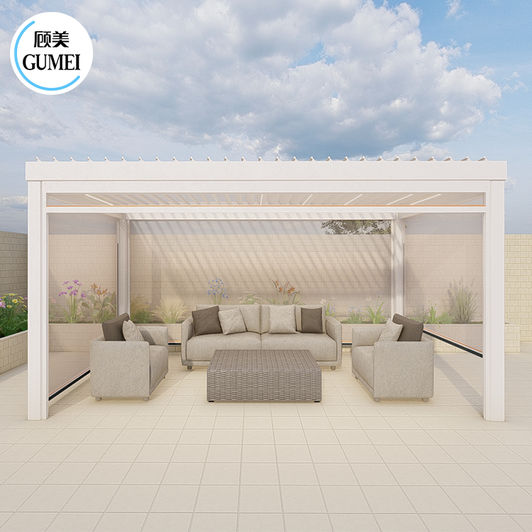 Customized Adjustable Waterproof Louvered Roof Motorized Modern Design Gazebo Pergola Louver Roof System