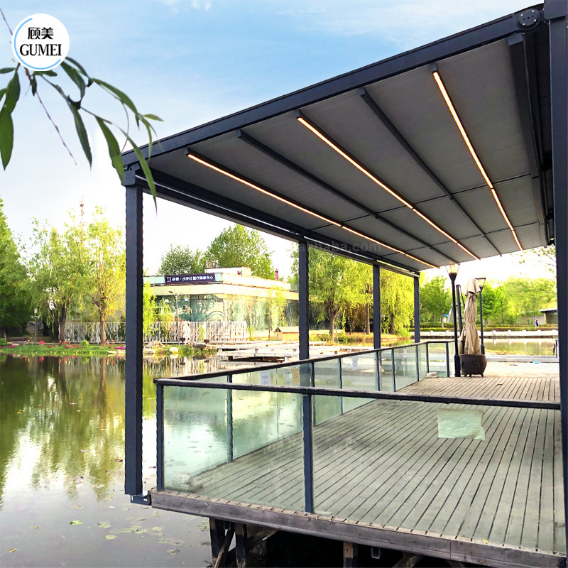 Widely Used Outdoor Adjustable Shade Gazebo Pergola Roof  Aluminium Retractable Awning