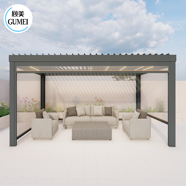 Customized Adjustable Waterproof Louvered Roof Motorized Modern Design Gazebo Pergola Louver Roof System