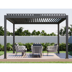 Gumei Swimming Pool Pavilion Waterproof 3x3m 3x4m Gazebo Custom Bioclimatic Aluminum Portable Manual Louvred Roof Pergola