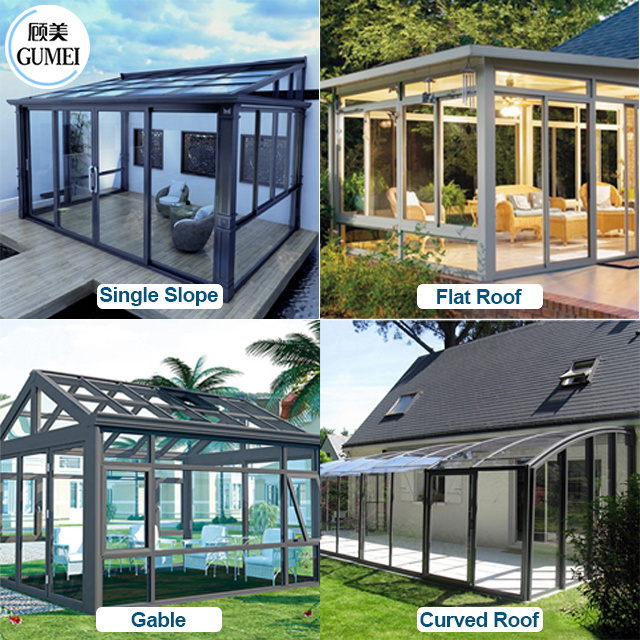 Hot Selling Retractable Roof Glass Sunroom Four Season Sun Room Aluminum Frame Winter Garden Glass House