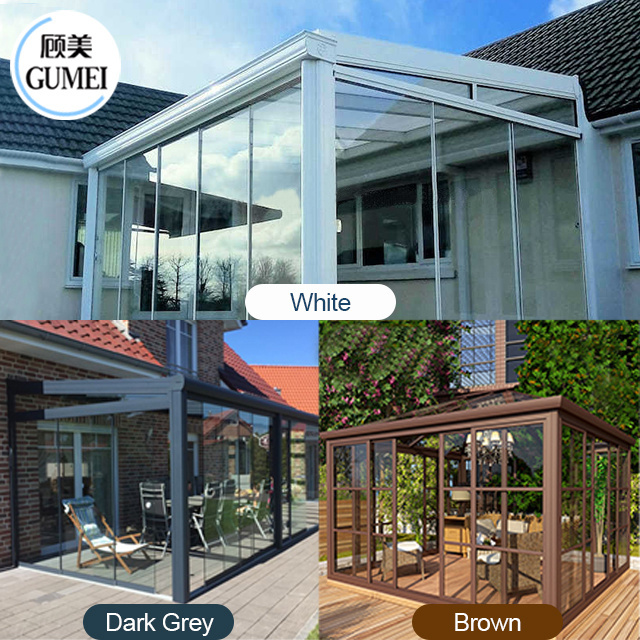 Aluminum Alloy Glass Garden House Waterproof Eco Friendly Modern Retractable Gazebo