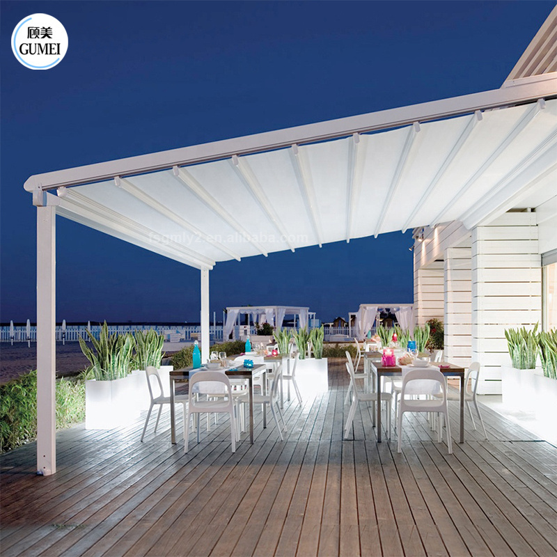 Hot Sale Retractable Gazebo Waterproof Motorized Awning With Led Lights