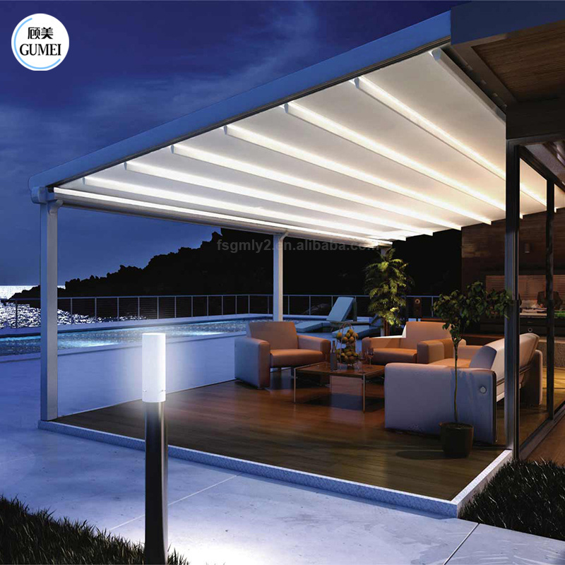 Widely Used Outdoor Adjustable Shade Gazebo Pergola Roof  Aluminium Retractable Awning