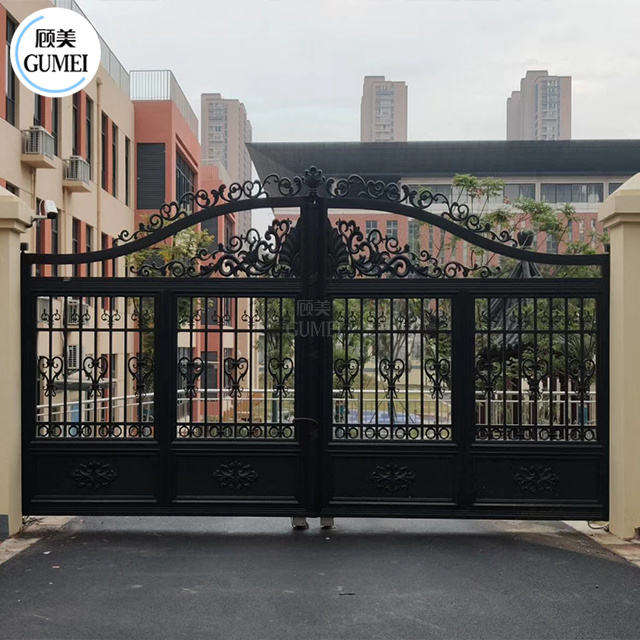 Decorate Aluminum Gate Golden Luxury Garden  Driveway Automatic Double Swing Gates