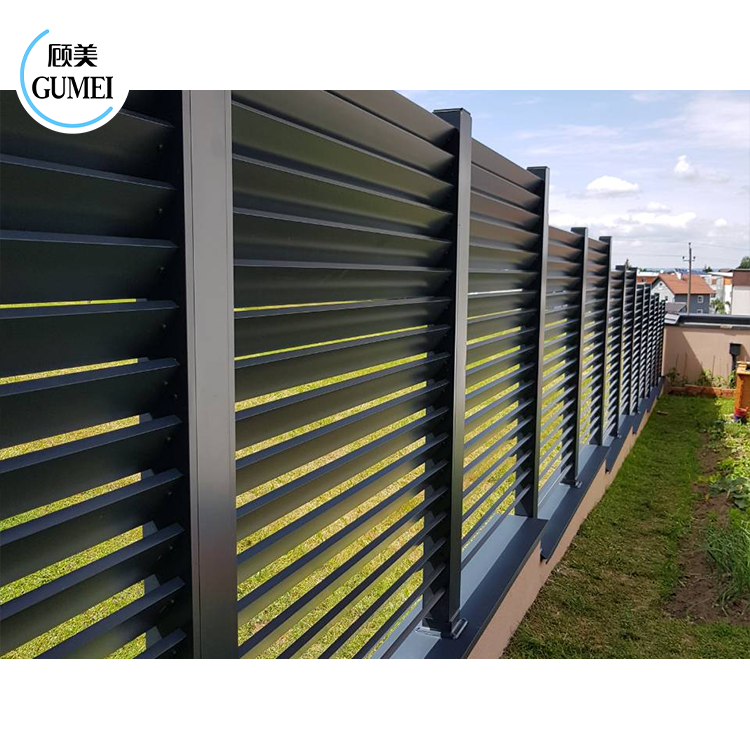 In Stock Garden Aluminum Balcony Privacy Fence Profile Louver Frame Bar Horizontal Slat Fencing