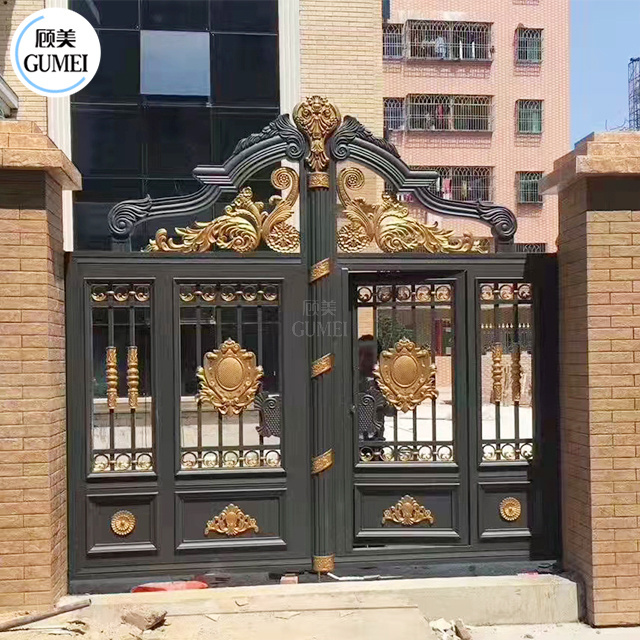 Black And Gold House Walk Through Metal Pedestrian Entry Swing Gate