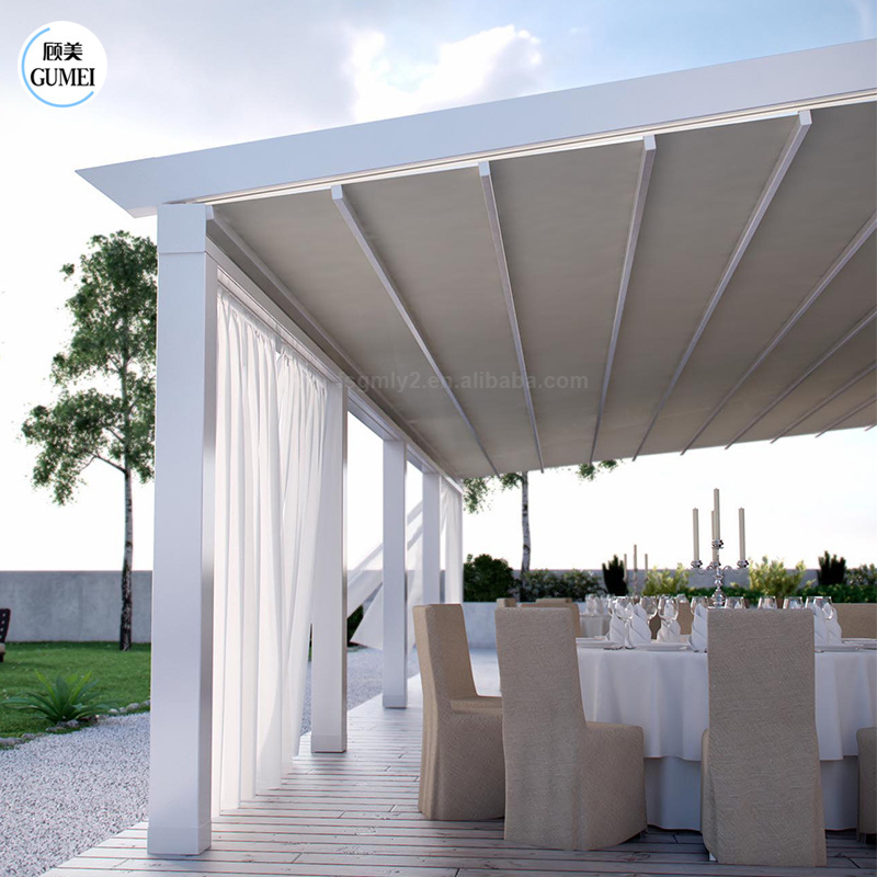 Widely Used Outdoor Adjustable Shade Gazebo Pergola Roof  Aluminium Retractable Awning