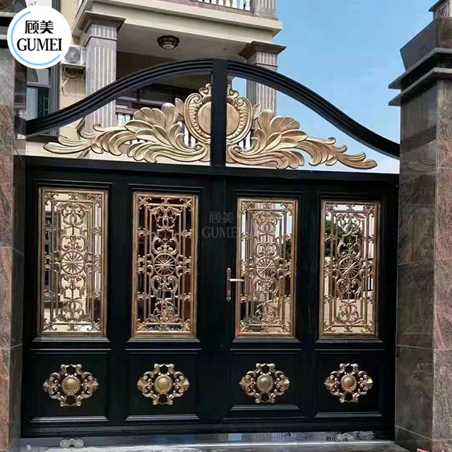 Black And Gold House Walk Through Metal Pedestrian Entry Swing Gate