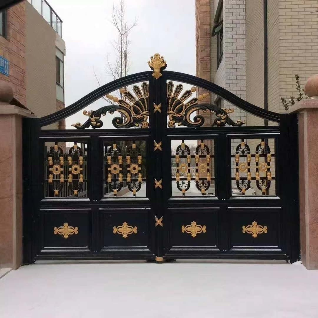 Black And Gold House Walk Through Metal Pedestrian Entry Swing Gate