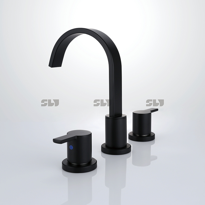 Cupc 3 hole 2 Handle Matt Black Cheap Bathroom Basin Sink Tap Faucet For Bathroom