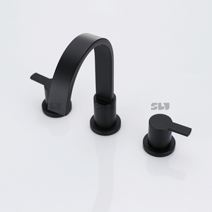 Cupc 3 hole 2 Handle Matt Black Cheap Bathroom Basin Sink Tap Faucet For Bathroom