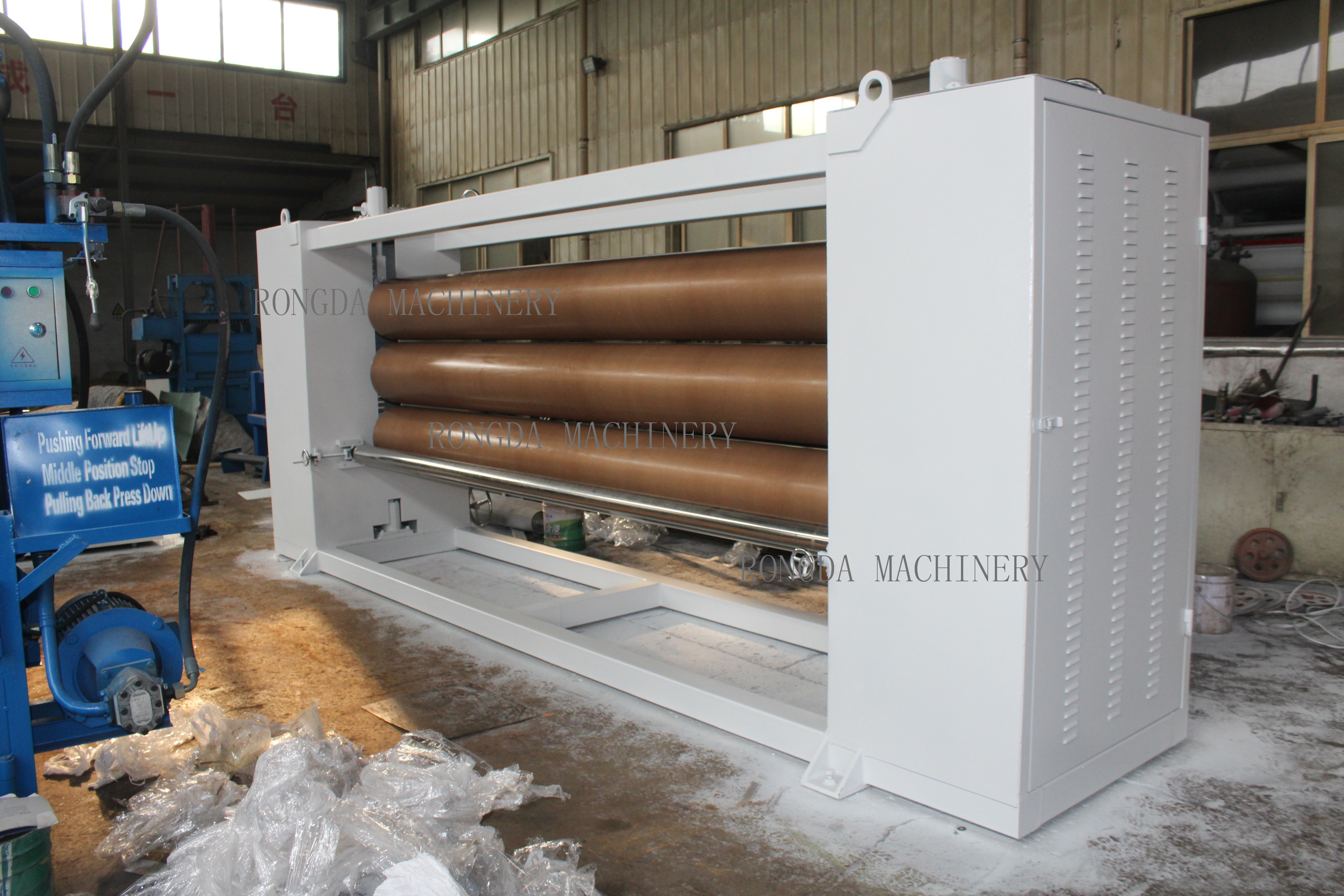 Calander / Heating roller machine for non woven hard felt / blanket / carpet production line with 3 hot press rollers