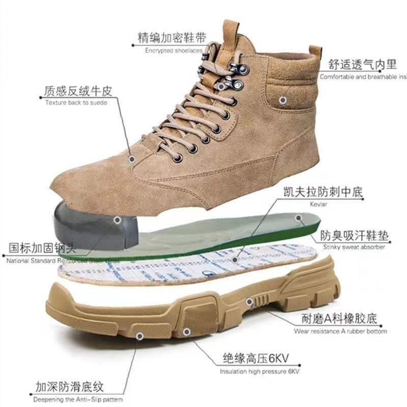 Breathable Steel Toe Safety Shoes for Men and Women Construction Work Shoe Non-Slip boots  in Factory