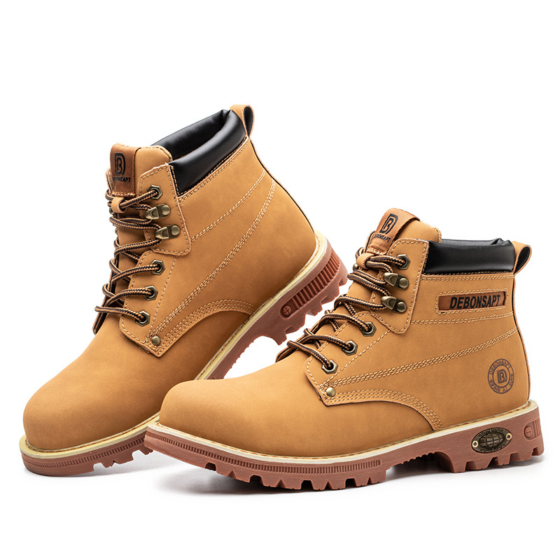 DEBONSAPT High Quality Brown Genuine Leather Steel Toe Outdoor Shoes Men Work  Industrial Safety Boots