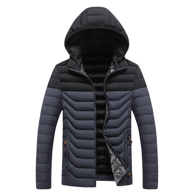 Wholesale Lightweight Warm Winter Jacket Nylon Fabric Color Blocked Windbreak Puffer Zipper Jacket Down Coat