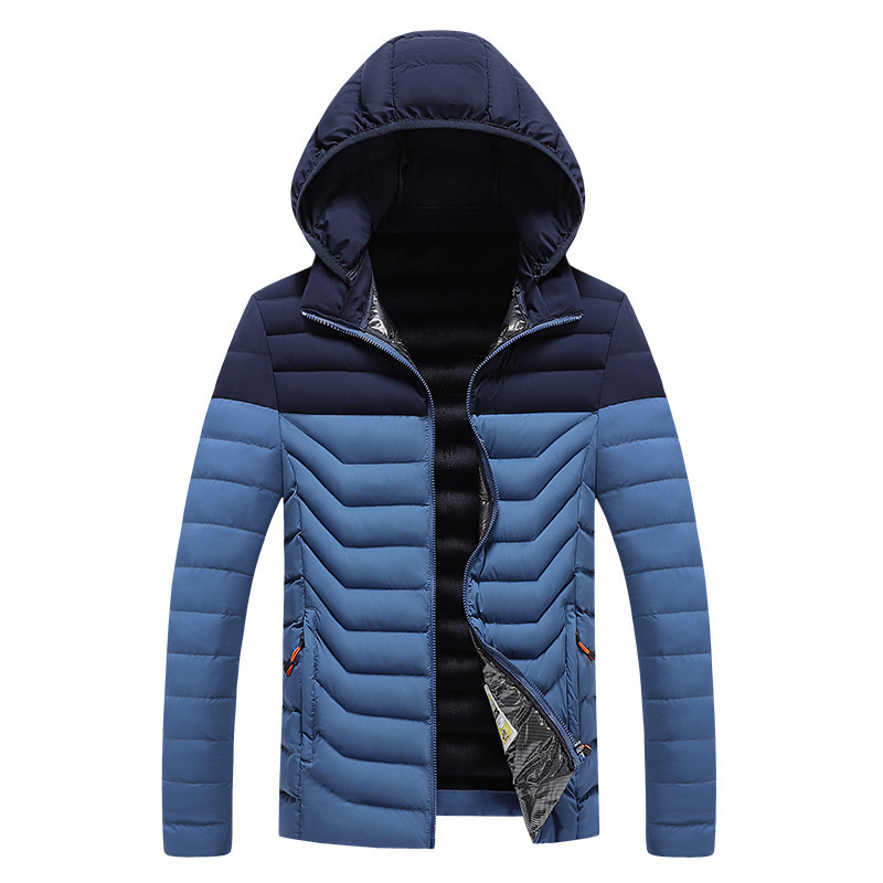 Wholesale Lightweight Warm Winter Jacket Nylon Fabric Color Blocked Windbreak Puffer Zipper Jacket Down Coat