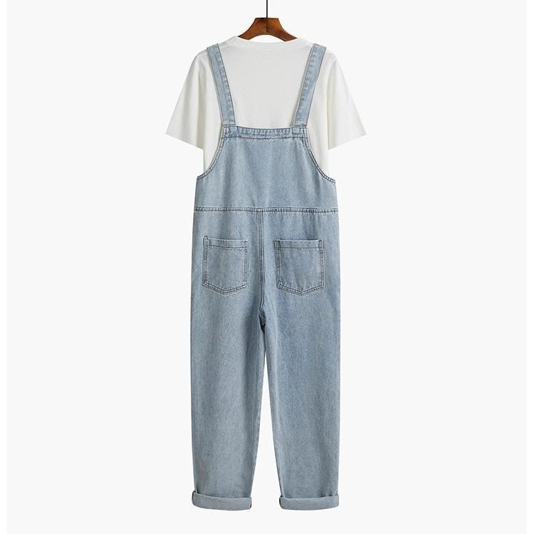 Women's Casual Sleeveless Denim Jumpsuits With Pocket 2023 Spring Clothes Korean Style Suspender Trousers Denim Overalls