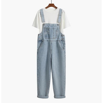 Women's Casual Sleeveless Denim Jumpsuits With Pocket 2023 Spring Clothes Korean Style Suspender Trousers Denim Overalls