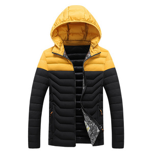 Wholesale Lightweight Warm Winter Jacket Nylon Fabric Color Blocked Windbreak Puffer Zipper Jacket Down Coat