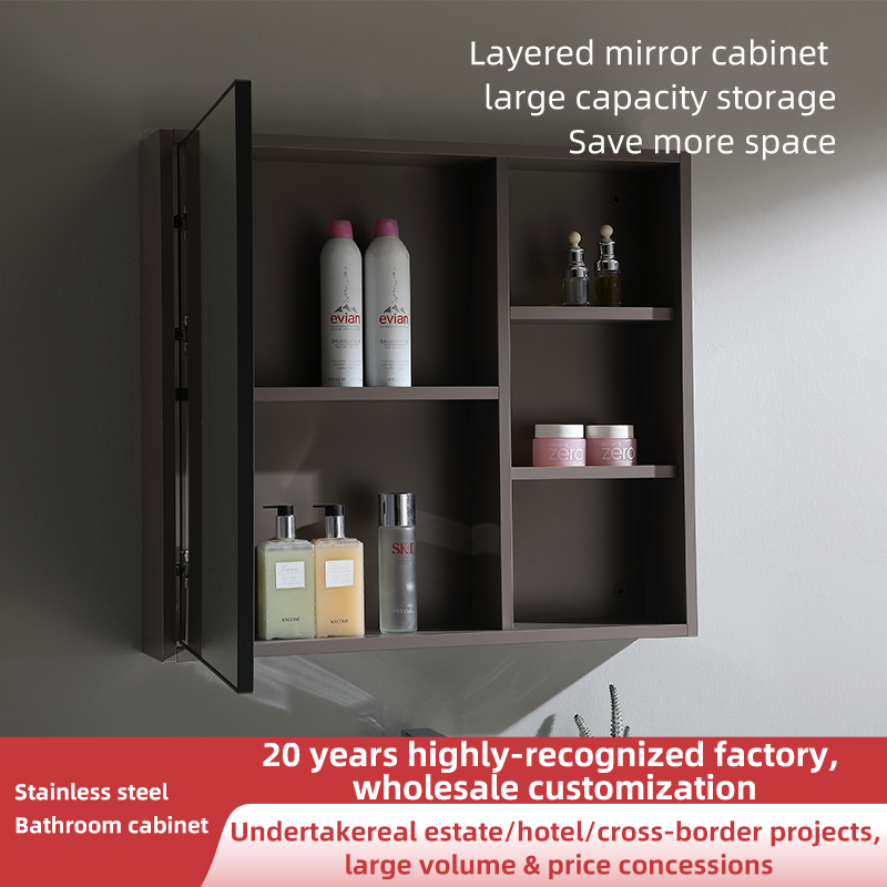 High Quality Euro Style Bathroom Vanity With Large Capacity Storage Mirror Cabinet 60-80 cm Stainless Steel Washroom Cabinet